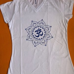 Blue Om T Shirt Ladies White