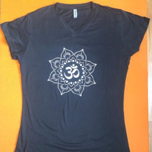 White Om T Shirt Ladies Black