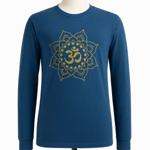 Long Sleeve T Shirt Navy blue with Om design