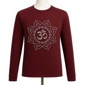 Long Sleeve T shirt Burgundy with Om design