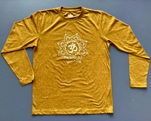 Long Sleeve T Shirt yellow gold marl with Om design