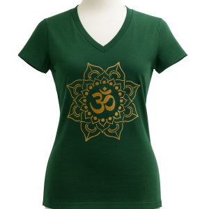 Short Sleeve Dark Green T shirt with Om design