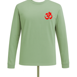 Long Sleeve T shirt Light Green with Embroidered Om design