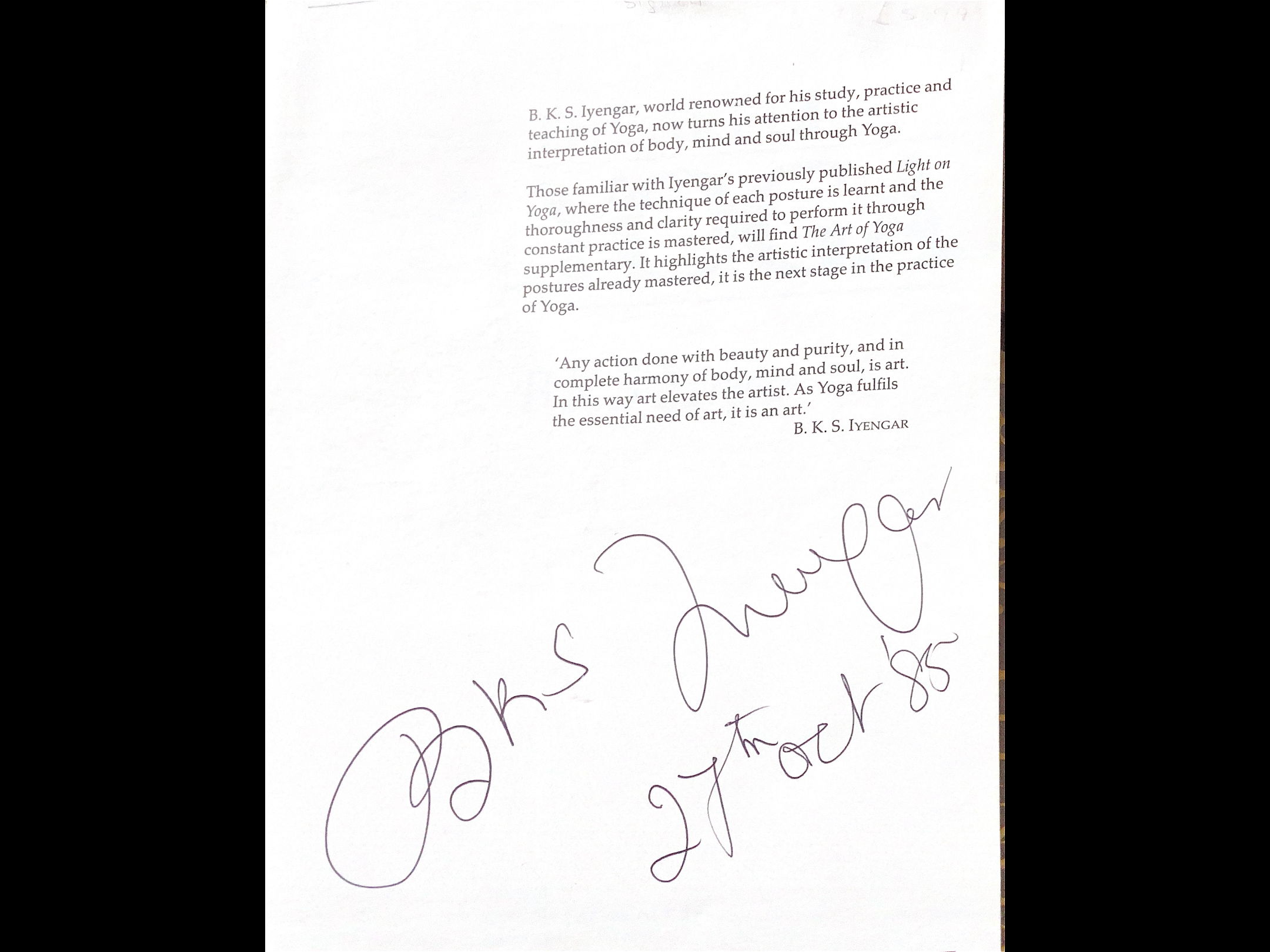 The Art of Yoga – First Edition - Iyengar Yoga Shop